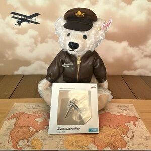 Steiff Rosinen Bomber Teddy Bear with Brown Jacket EAN 657009